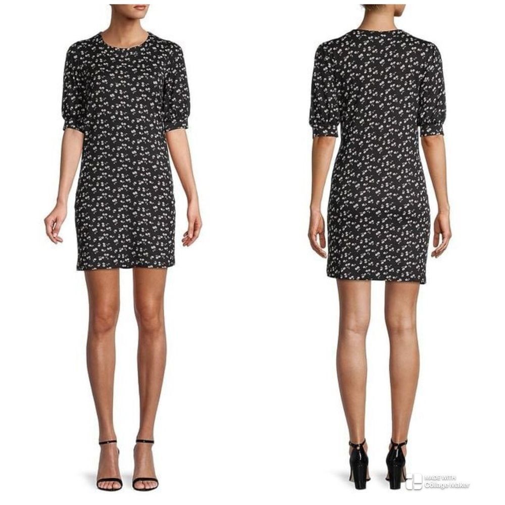 SOCIALITE Women's Black Puff Sleeves mini Tee Dress